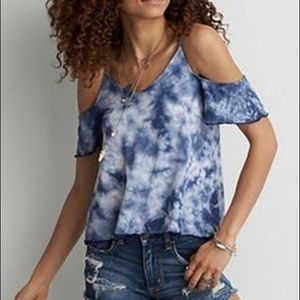 tie-dye cold shoulder soft and sexy shirt